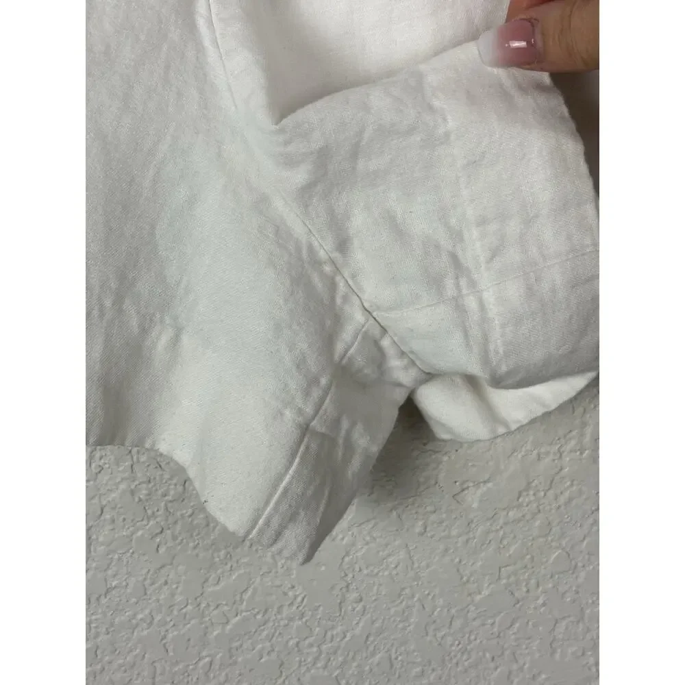 Zara Linen Cotton Women’s Shorts Size‎ Large White Breathable Summer Minimalist